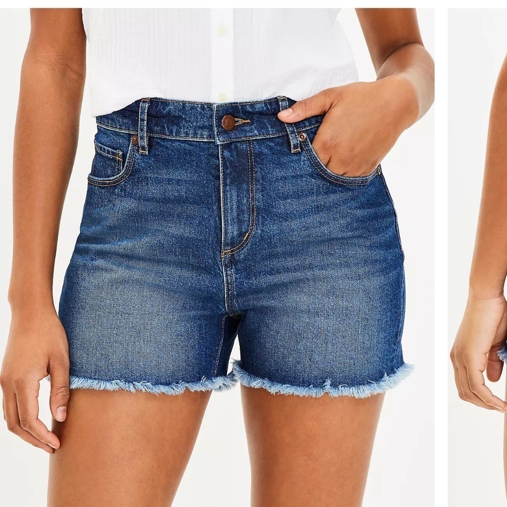 Loft woman’s denim roll shorts size 4 medium wash Jean cut off pre-loved